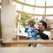People inside one of the designed sukkahs at Sukkah Arbor on Sunday. The design candidates were selected from all around the country. Daniel Brenner I AnnArbor.com